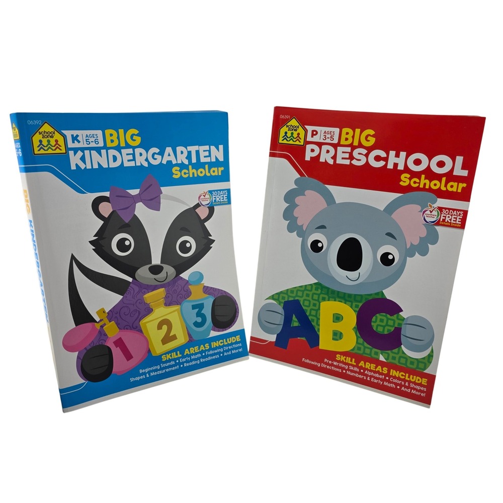 School Zone Big Preschool & Kindergarten‎ Scholar Workbook Bundle 2 Books